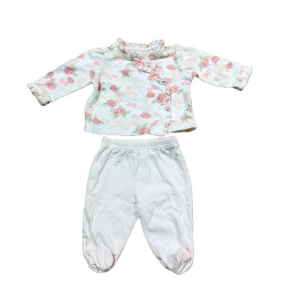 First Impressions Baby Girl 2-Piece Floral Butterfly Outfit Size 0-3M